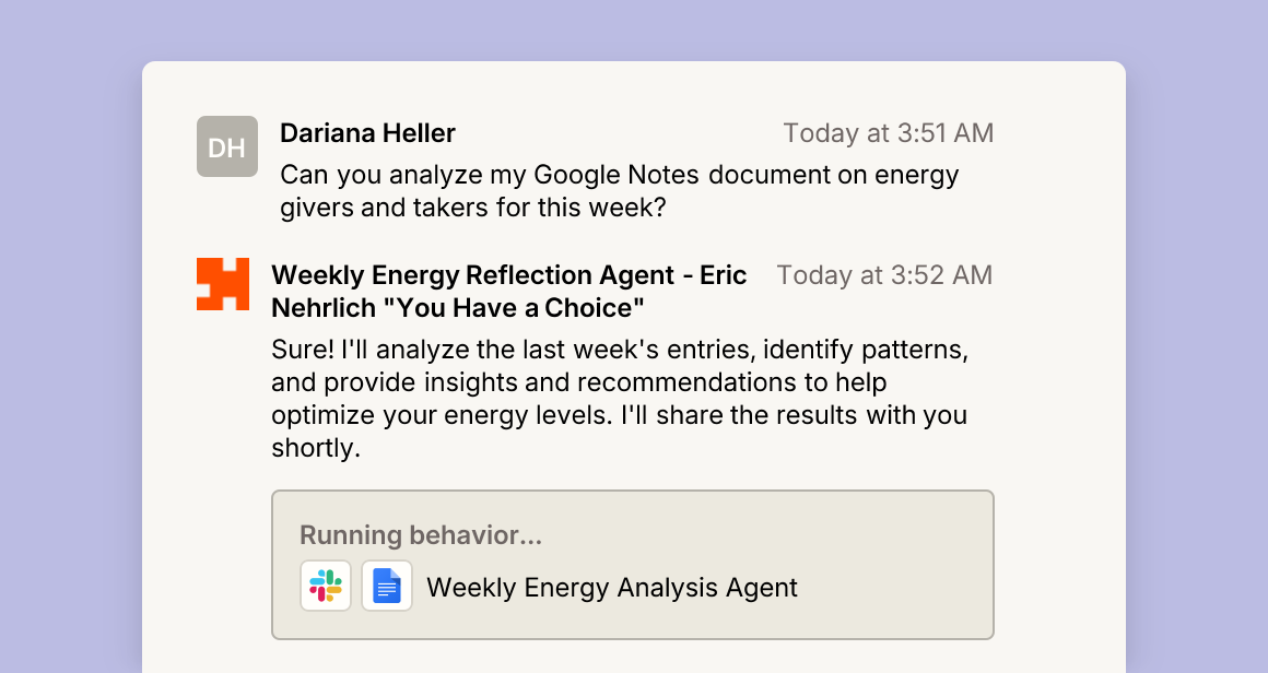 Weekly Energy Reflection Agent - Eric Nehrlich "You Have a Choice"